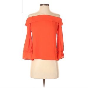 Banana Republic Orange off-the-shoulder blouse- tote b